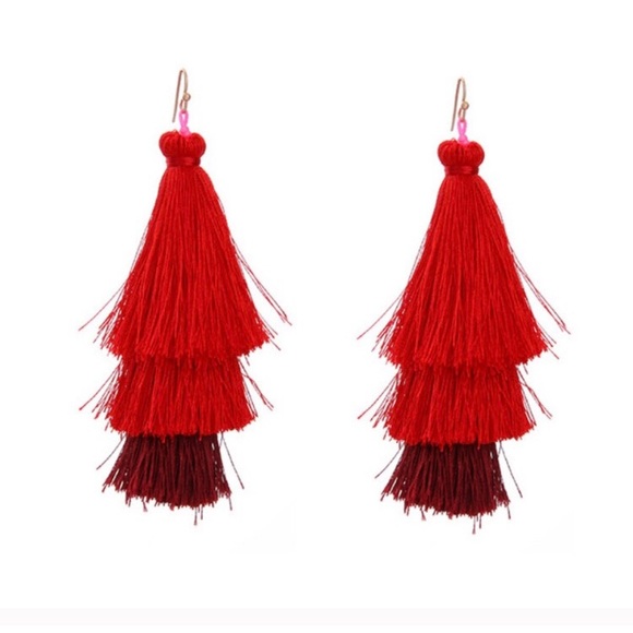 Trendy Jewels Jewelry - RED Ombre. Layered Trendy Tassel Earrings!